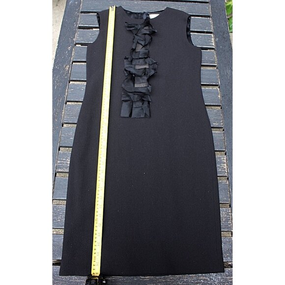 Olivine Gabbro - Sleeveless Wool Sheath Dress with Silk Organza Accents, size 4 - Picture 9 of 15